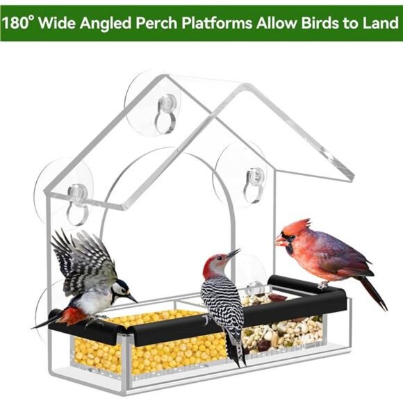 Clear Window Bird Feeder with 5 Extra Strong Suction Cups, Sturdy and Durable - Picture 5 of 7